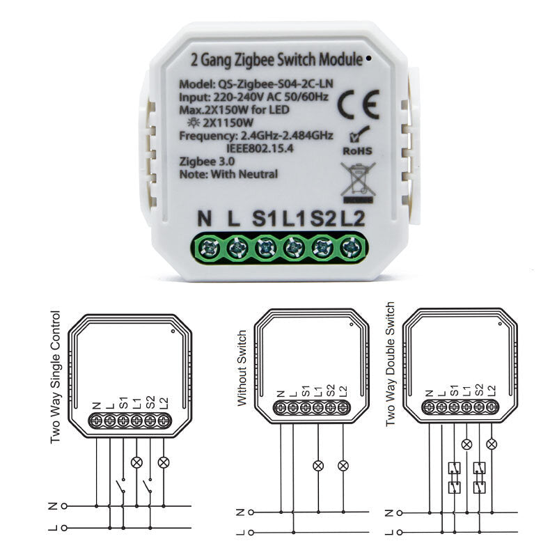 Two-way Switch Smart Home Modification Module Work with Google Alexa,220-240V