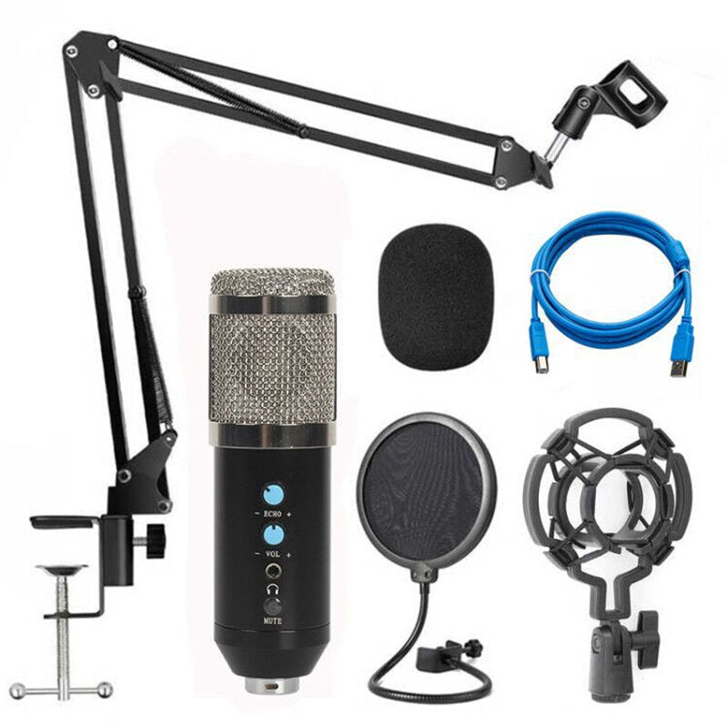 USB Condenser Microphone Hi-Fi Noise Reduction Reverberation Volume Adjustable Recording Studio Wired for Computer Broadcasting YouTube Gaming Meeting