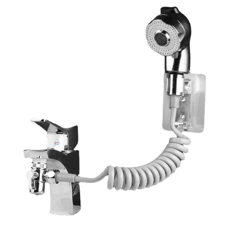 6Pcs Basin Water Tap External Shower Bathroom Bathtub Hand Held Spray Mixer Spout Faucet Set Wall Mounted