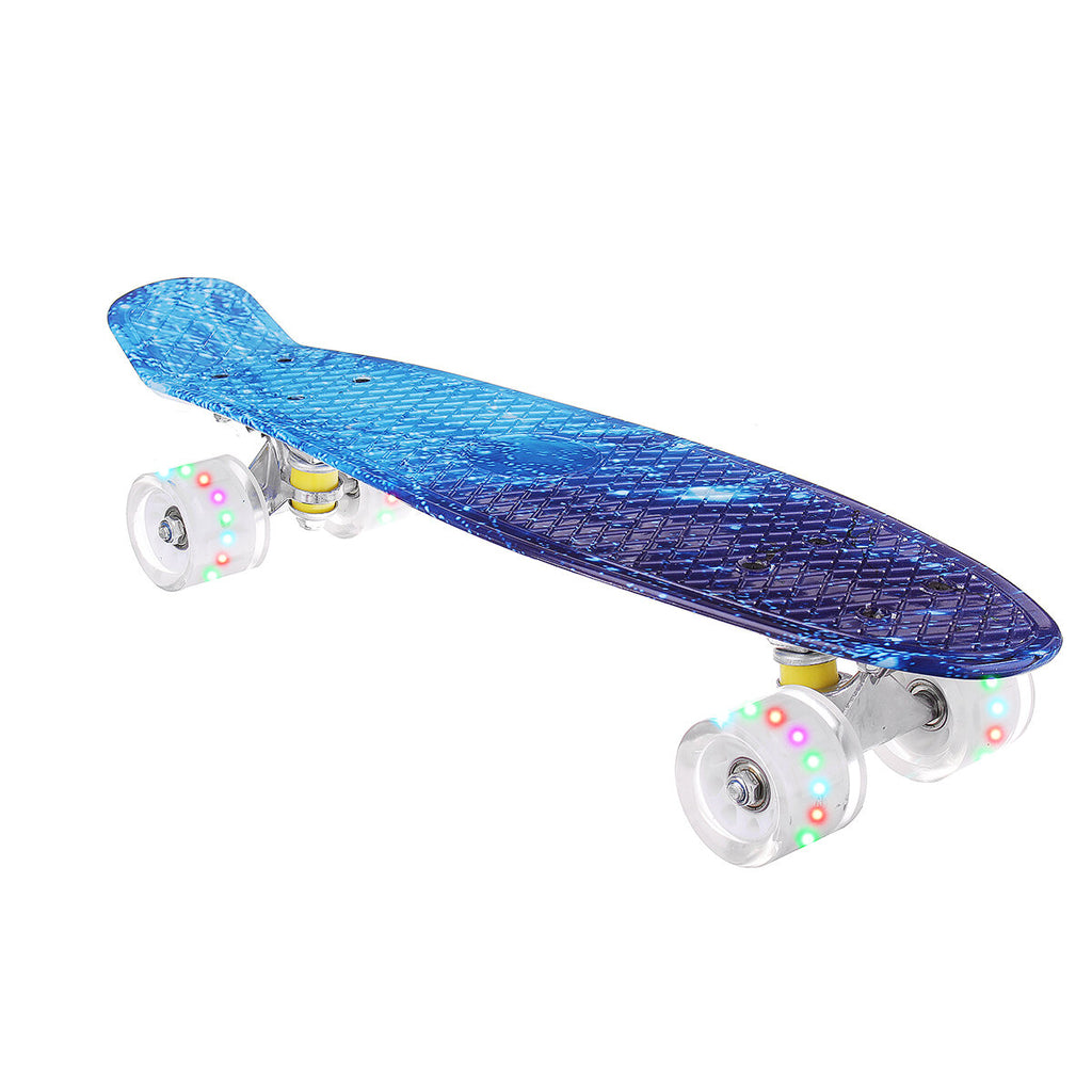 22" Junior Youth Skateboard Mini Standard Skate board with High Rebound LED Flashing PU Wheels
