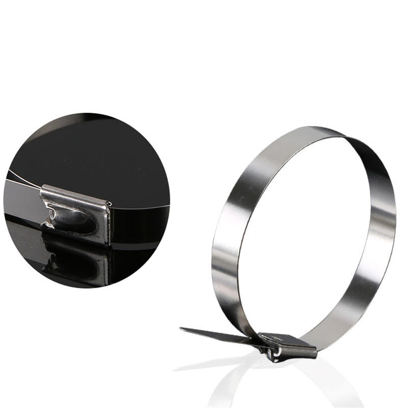 100Pcs 10x200/300/400mm Stainless Steel Zip Tie Cable Organizer Ties