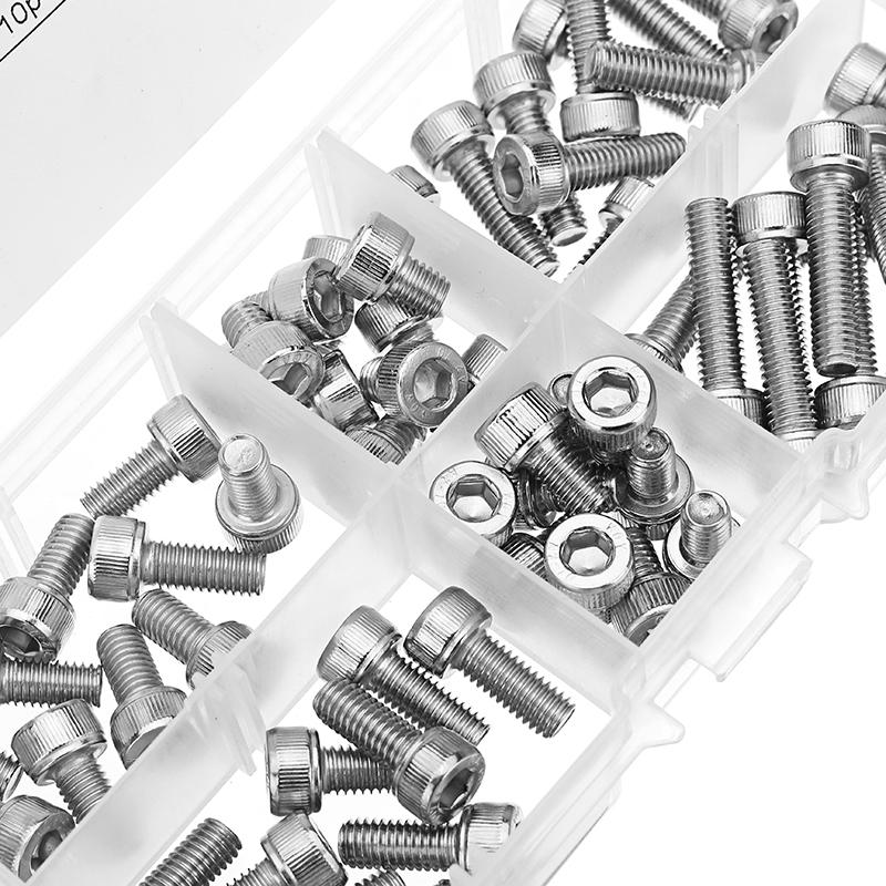60Pcs M5 Stainless Steel 6-20mm Hex Socket Cap Head Screw Allen Bolt Assortment Kit