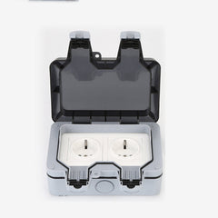 Waterproof Wall-mounted Power Socket Dust-proof 16A Double EU Standard Electrical Outlet for Bathroom Gardening
