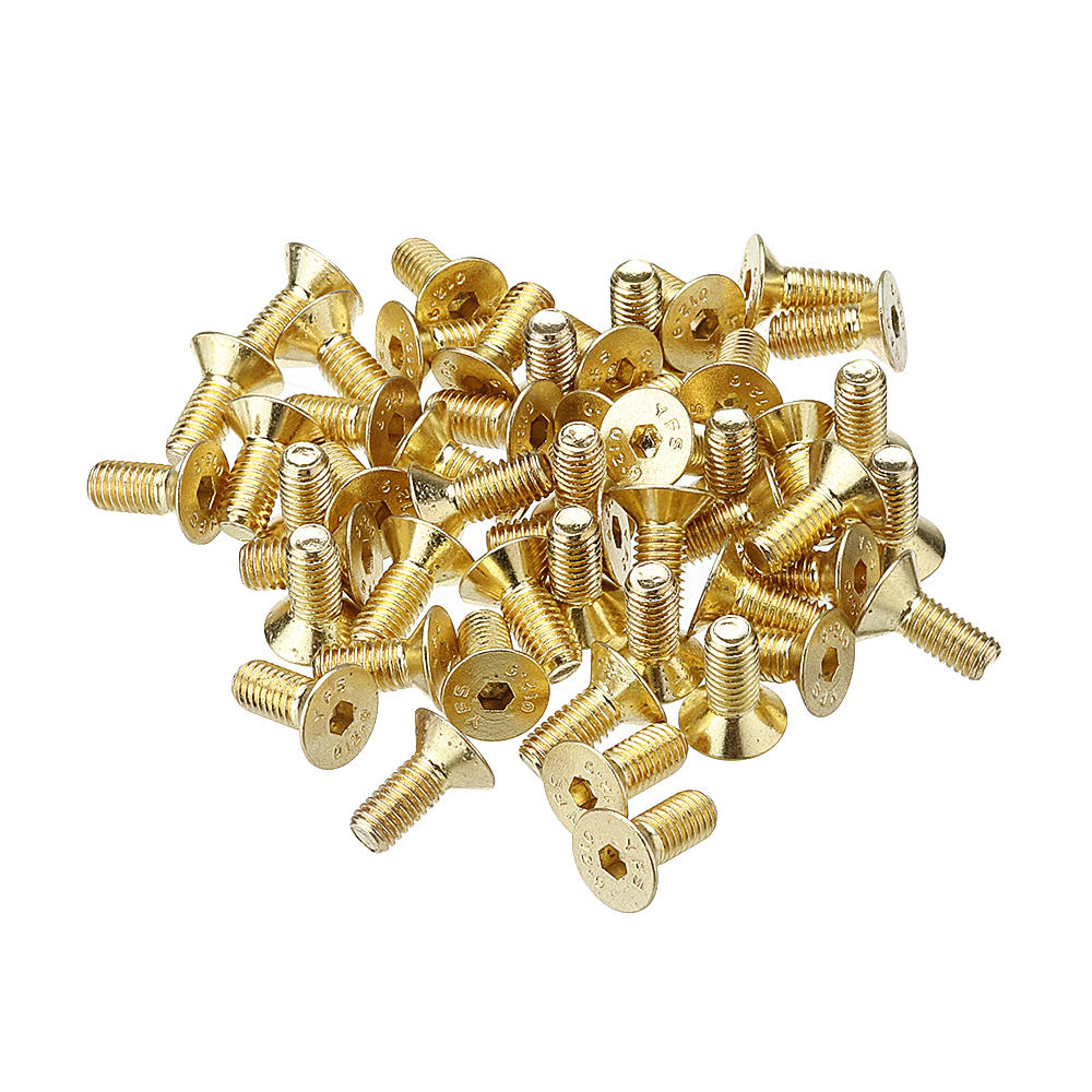 50Pcs Titanium Plated M5 Hex Socket Flat Head Countersunk Screws Alloy Steel 12.9 Grade Screw Bolt M5*12