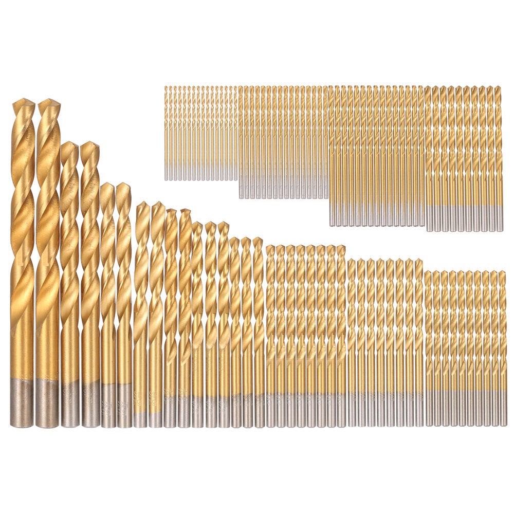 99Pcs HSS Drill Bits with Metal Case 1.5-10mm High Speed Steel Titanium Plated Twist Drill Bit for Wood Drilling