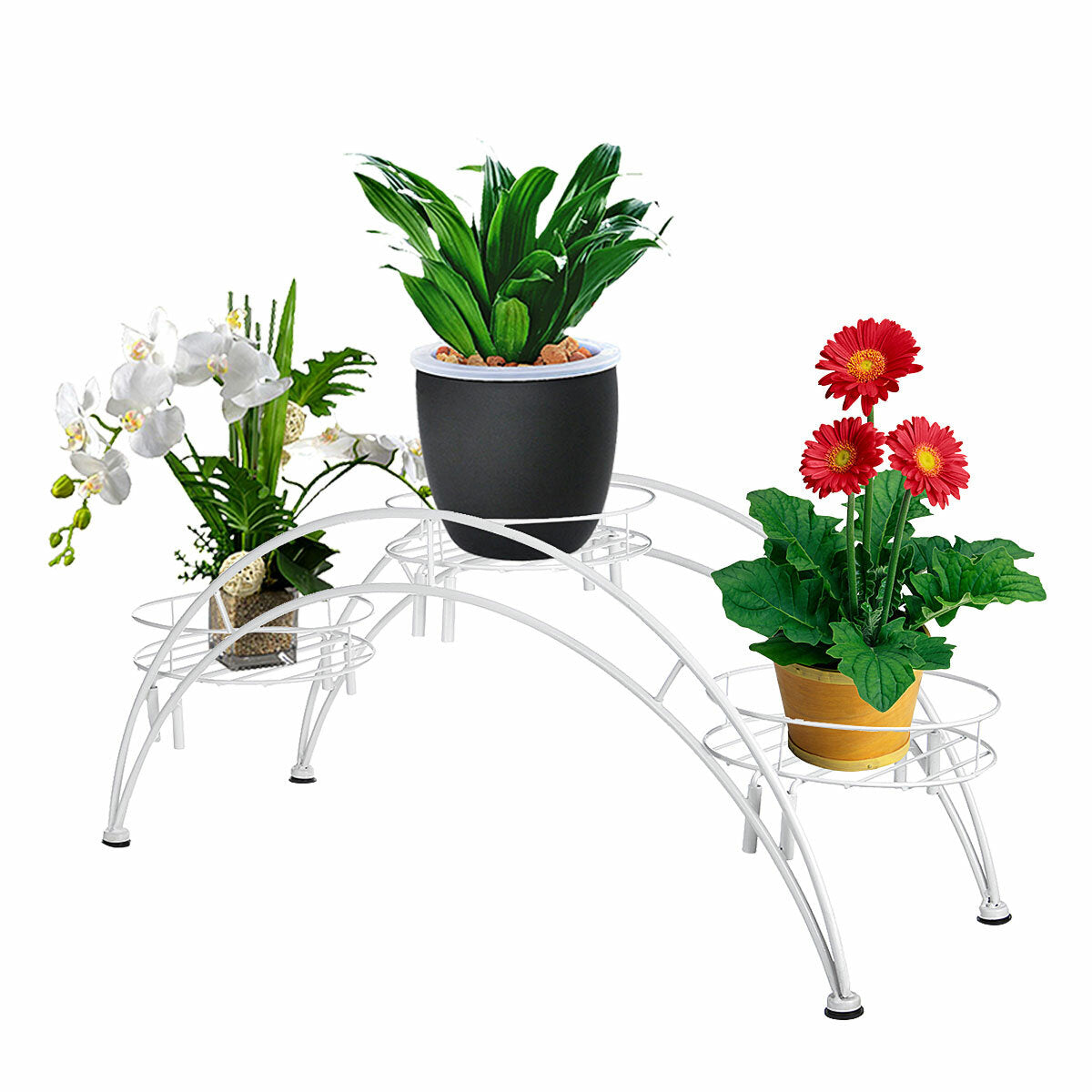 Curved Flower Rack Metal Flower Stand Plant Stand Balcony Garden Flower Plant Stand Bonsai Display Shelf