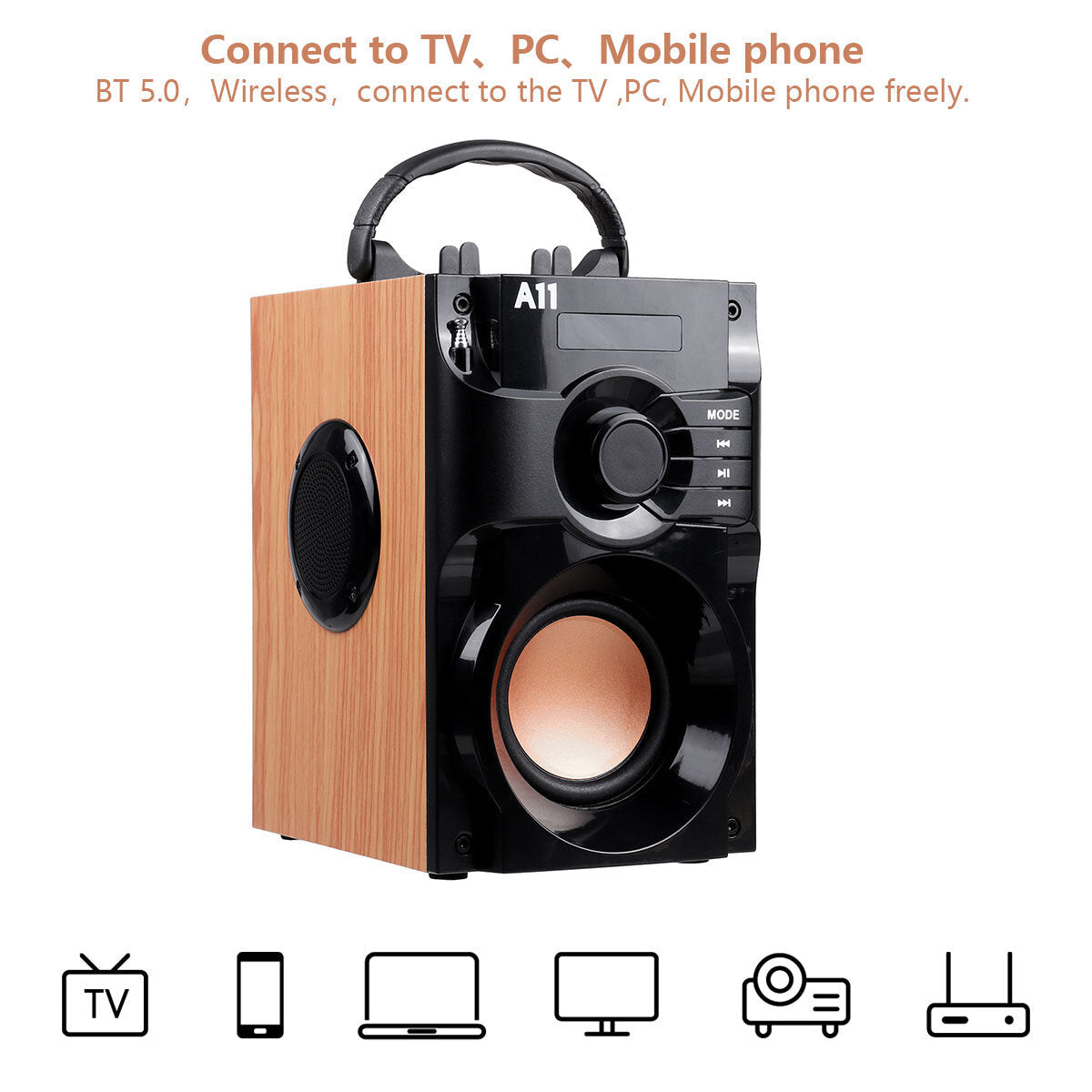 Wireless Bluetooth Speaker Stereo Subwoofer Bass Speakers Music Studio Support FM AUX