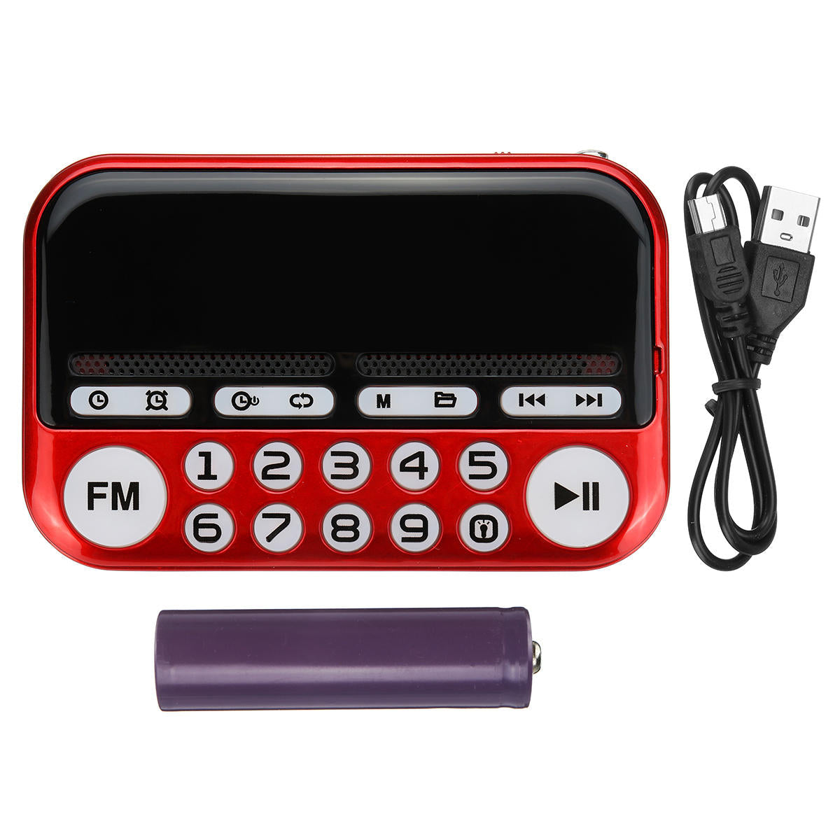 Portable Digital Display FM Radio TF Card USB MP3 Music Player Clock Alarm Speaker