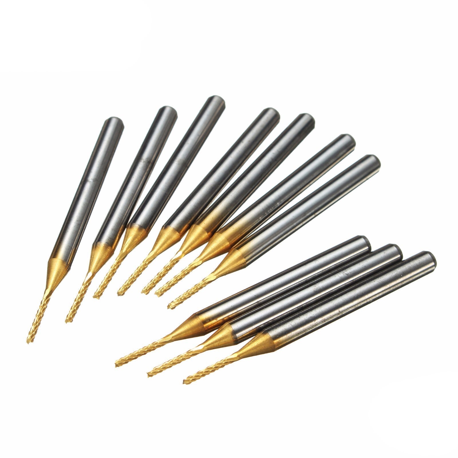 10pcs 1.0mm Carbide PCB Bits 1/8 Inch Shank Titanium Coated End Mill Engraving Bits