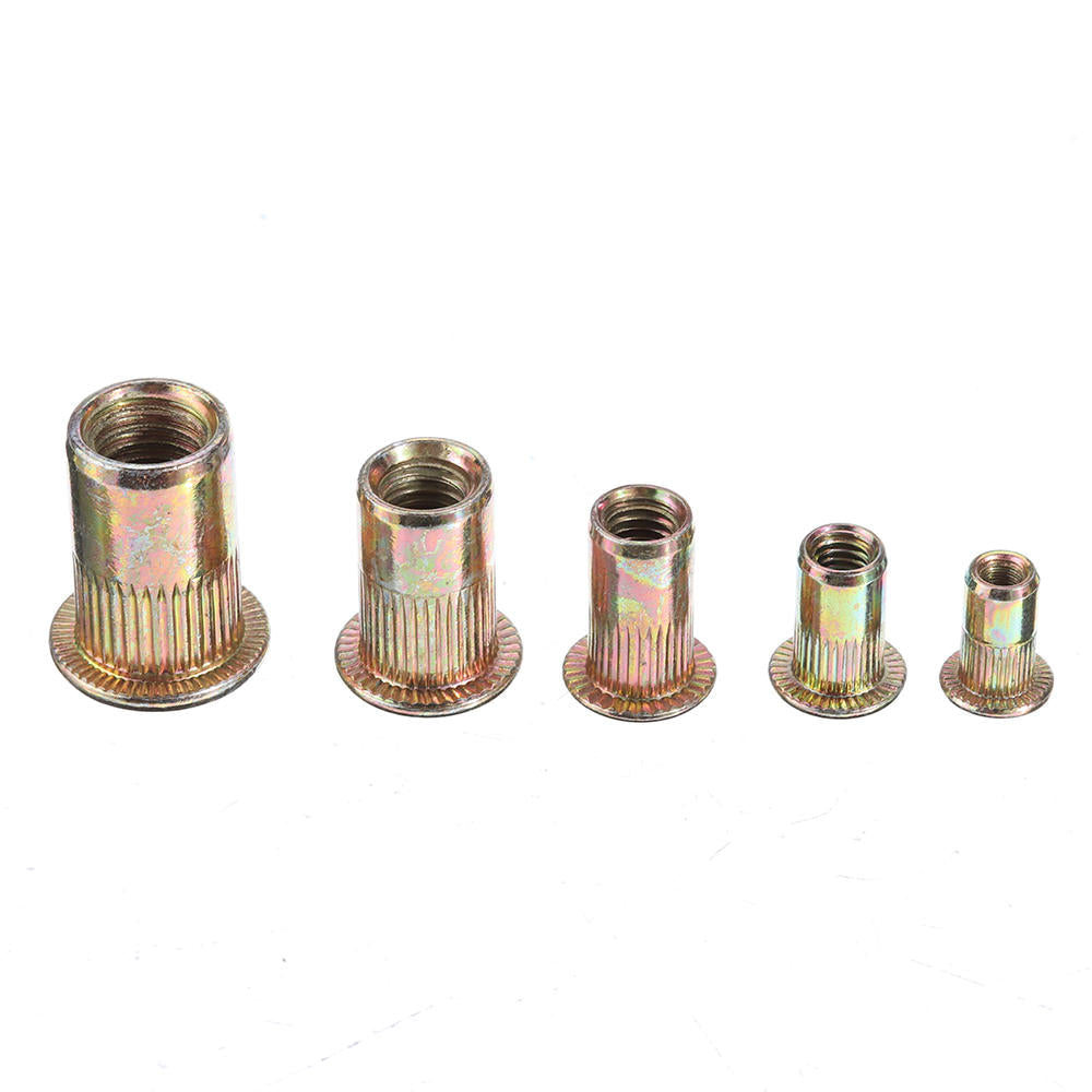 165Pcs M3/M4/M5/M6/M8/M10/12 Zinc Plated Rivet Nut Threaded Countersunk Head Insert Nut Tool Kits