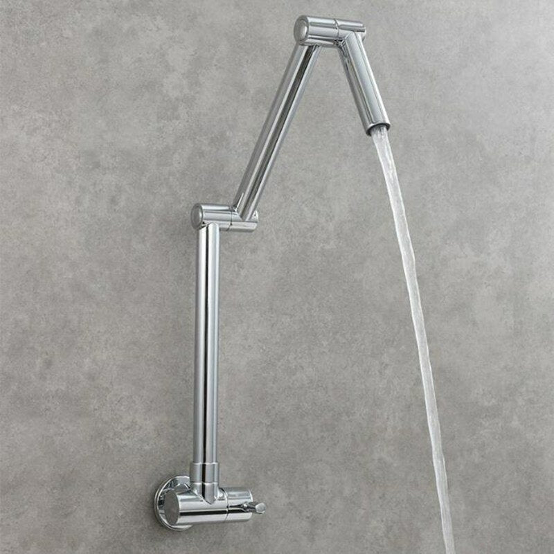 Folding Kitchen Sink Faucet Rotating Extension Single Cold Tap Wall Mounted