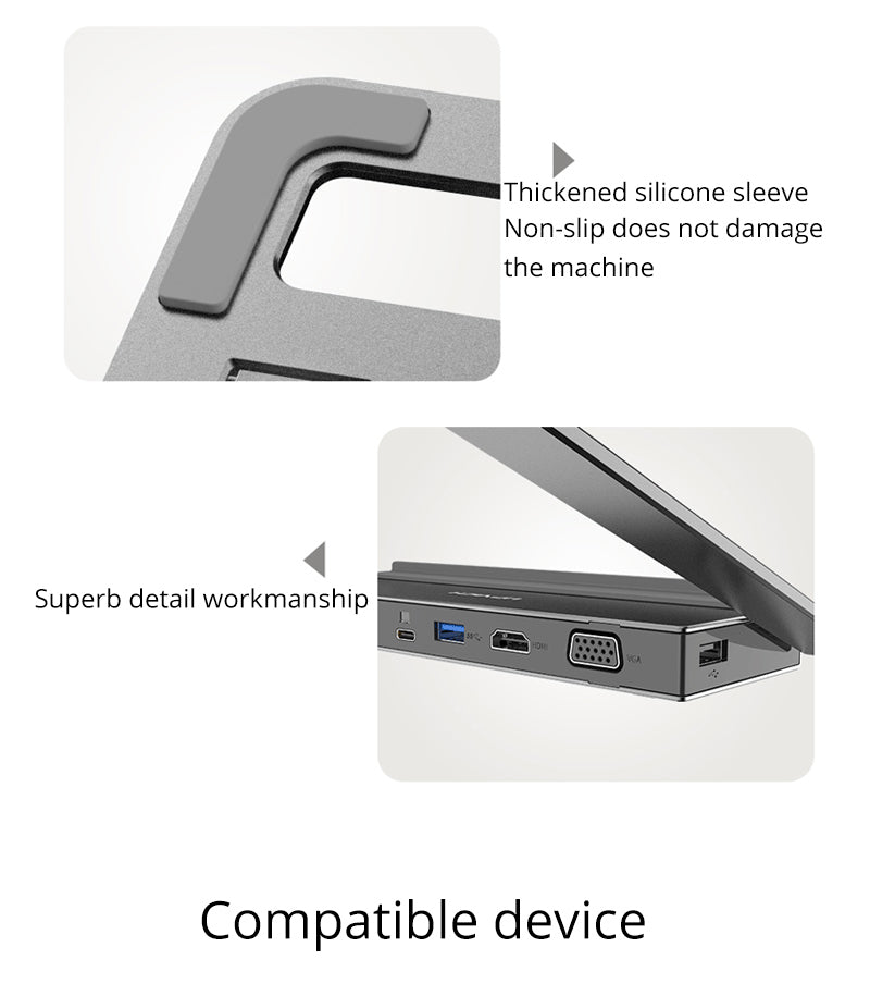 Multifunctional 12-IN-1 Type-C Docking Station Converter With Macbook Cooling Holder