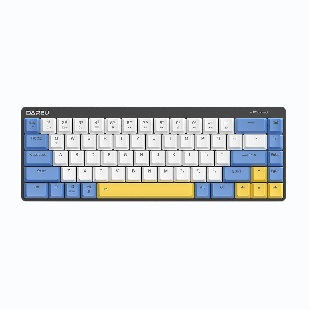 Mechanical Keyboard Low Profile Switch Dual Mode Wired Bluetooth 5.1 Ice Blue Backlight 68 Keys Extra-Thin Rechargeable Gaming Keyboard