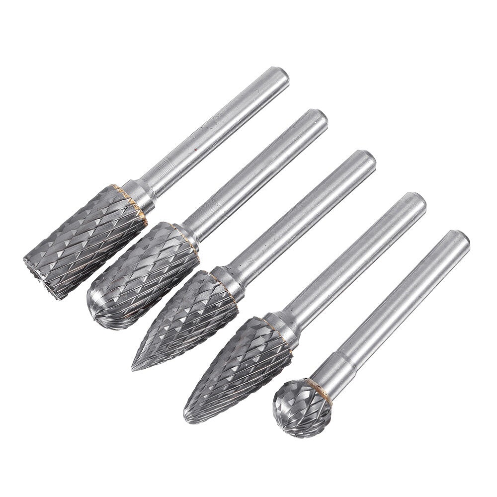 5pcs 6x12mm Double Lines Rotary File Burr Tungsten Carbide Rotary Cutter Files for Rotary Drill
