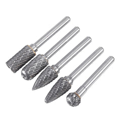 5pcs 6x12mm Double Lines Rotary File Burr Tungsten Carbide Rotary Cutter Files for Rotary Drill