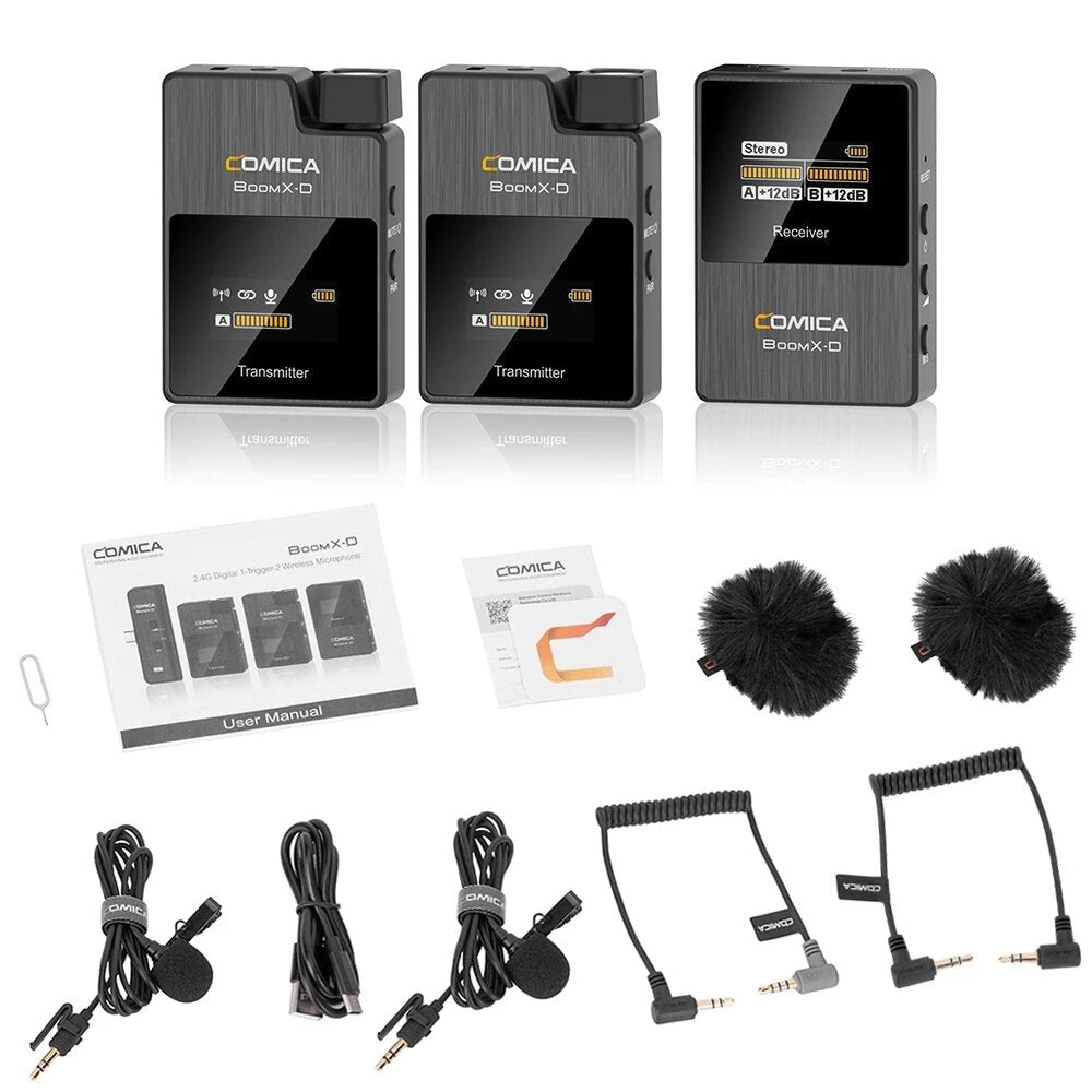 One-Trigger-Two 2.4G Digital Wireless Microphone System3.5mm Interface for DSLR Cameras