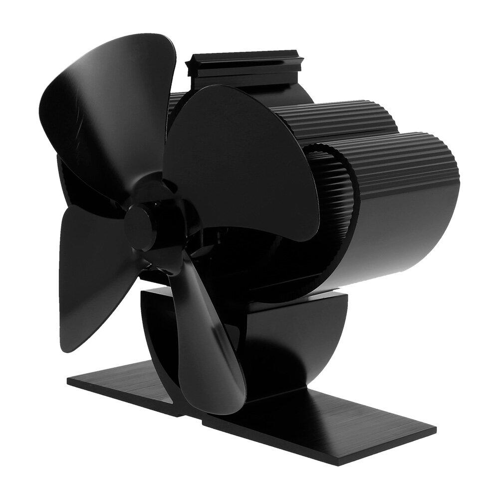 4 Blade Heat Self-Power Wood Stove Fan Burner Efficient Fireplace Silent