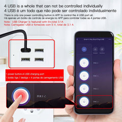 Smart Wifi Brazil Standard Socket 4 Outlets + 4 USB Charging Port App Remote Control Works with Alexa Google Home,110-240V