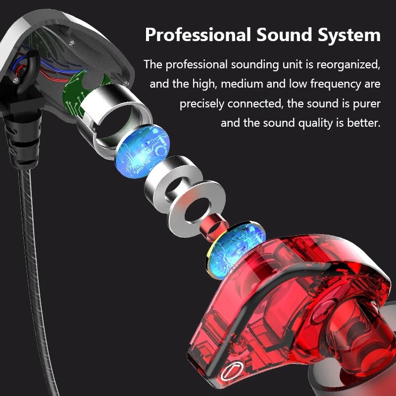 Surround Bass Wire Headphones IPX5 Waterproof Sweatproof Sport Headset Comfort Beat Drums In Ear Earphones