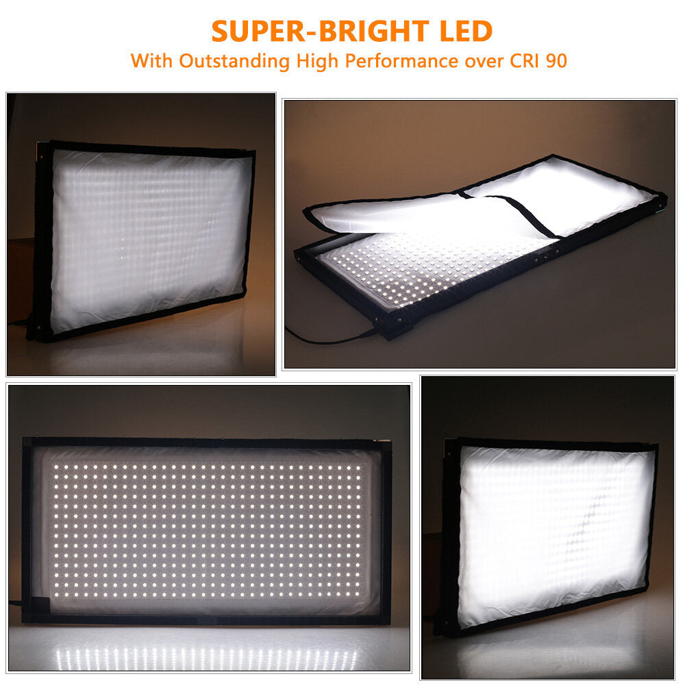 Flexible LED Video Light Protable CRI 90 5500K 448pcs LEDs with 2.4G Remote Control for Photography Shooting