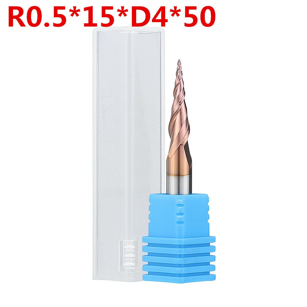R0.25/ R0.5/ R0.75/ R1.0 *15*D4*50 2 Flutes Taper Ball Nose End Mill HRC50