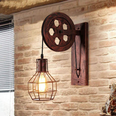 Adjustable Iron Wall Lamp Lifting Pulley Sconce Light Indoor 4 Color Without Light Bulb