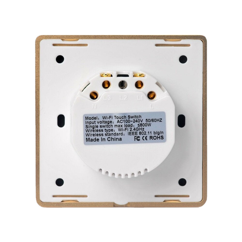 Wifi 2Gang Smart Switch EU Standard Metal Frame Wire Drawing Light Control Switch 100-240V 2.4 GHz