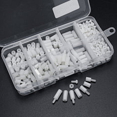 300Pcs Nylon Screw White/Black Hex Screw Nut PCB Standoff Spacer Assortment Kit
