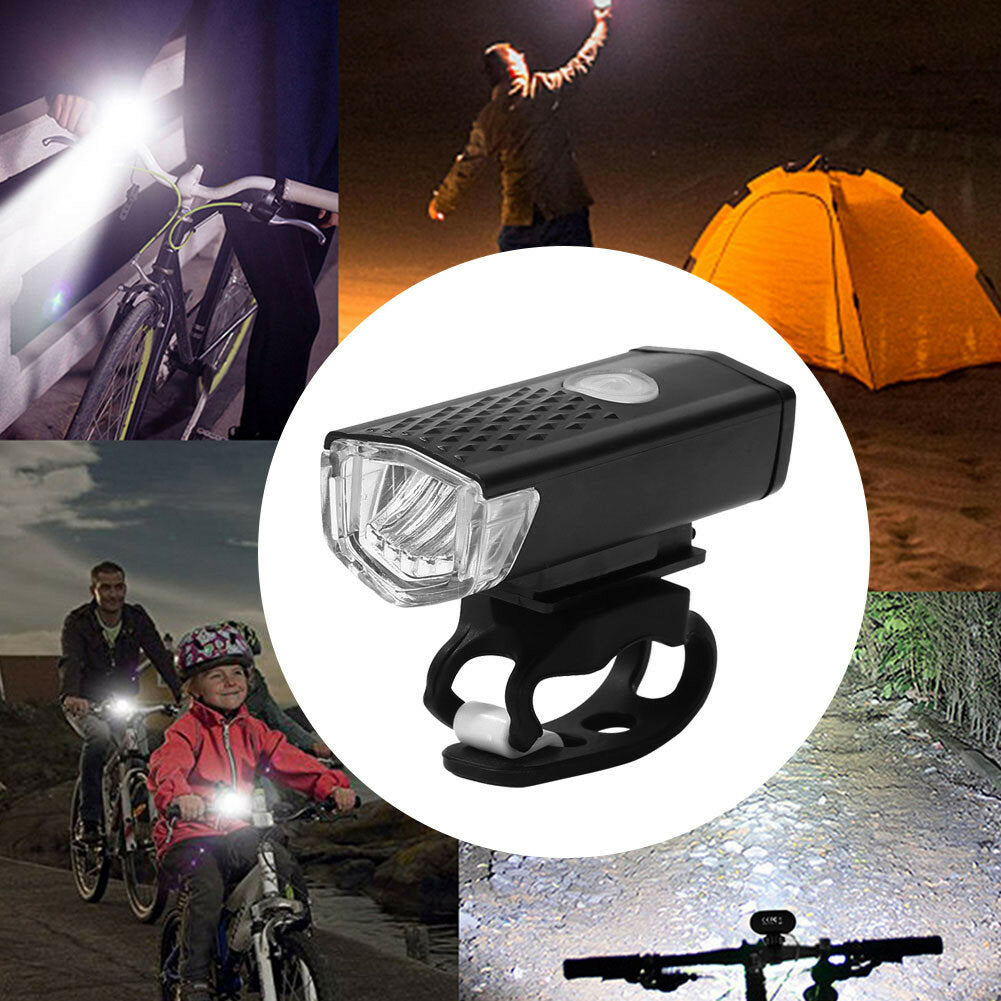 Bicycle Light Set 300lm 3 Modes Bike Headlight Front Lamp 4 Modes Safety Warning Taillight USB Rechargeable Waterproof Cycling