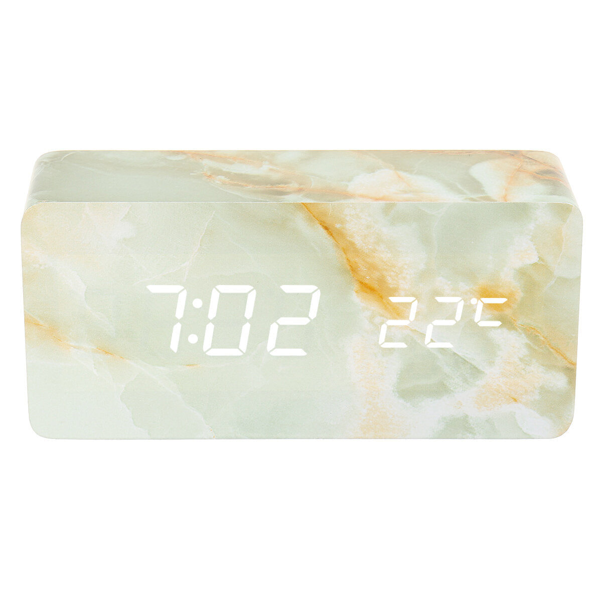 LED Marble Pattern Alarm Clock Creative Led Voice Control Digital Electronic Desktop Clock Temperature Display