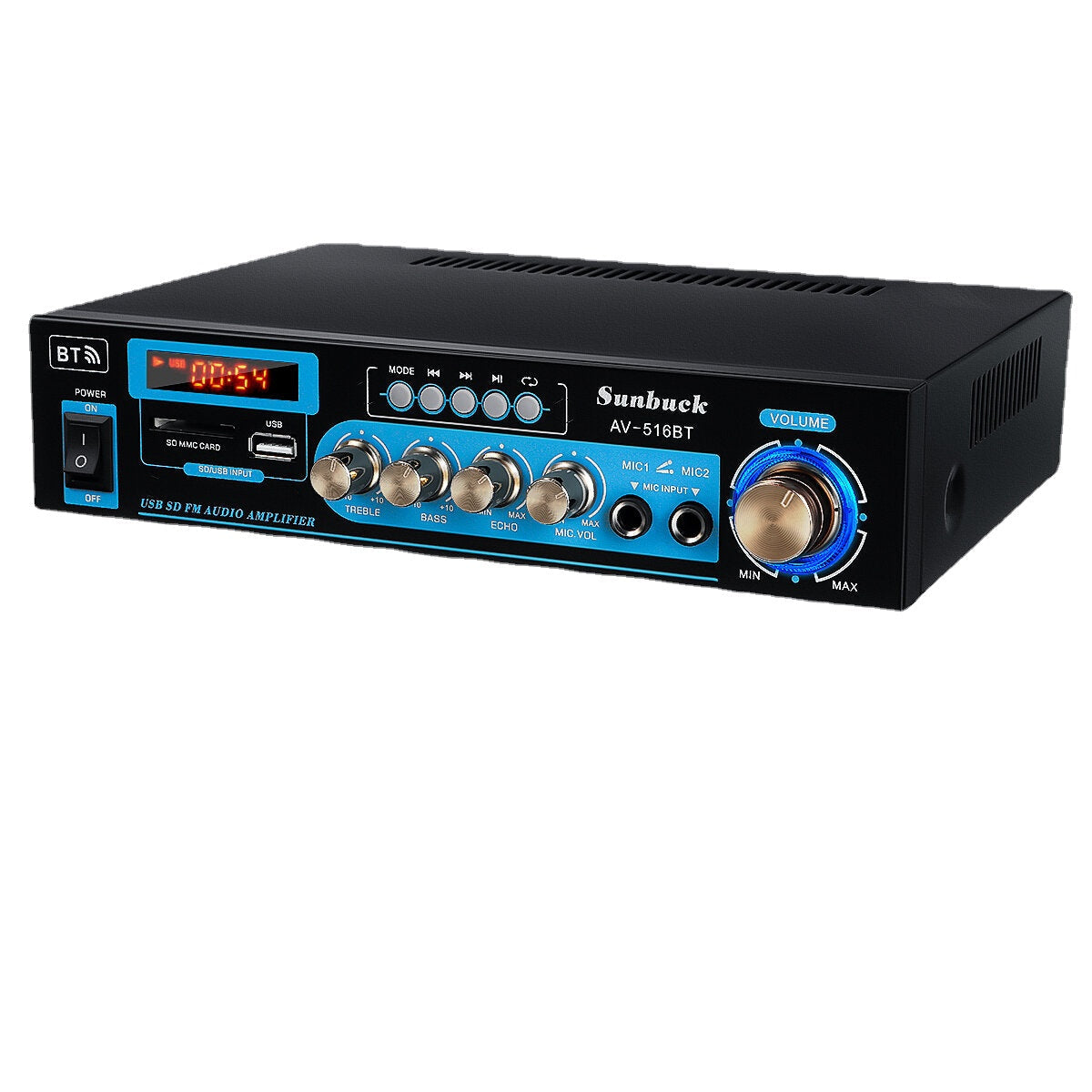 2000W Bluetooth 5.0 Power Amplifier Home Stereo 2 Channel Audio FM DVD AUX
