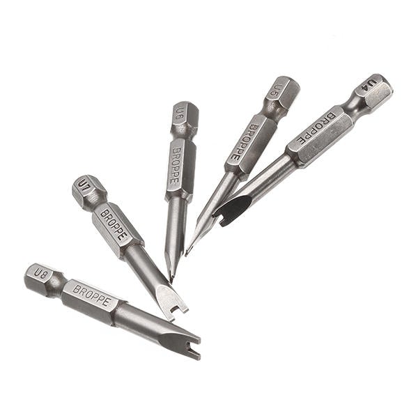 5pcs 50mm 1/4 Inch Hex Shank Magnetic U-shaped Screwdriver Bits