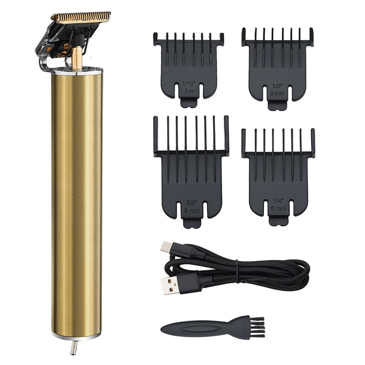 USB Rechargeable Cordless Electric Pro T-outliner Hair Trimmer Portable Hair Clipper W/ 4pcs Limit Combs