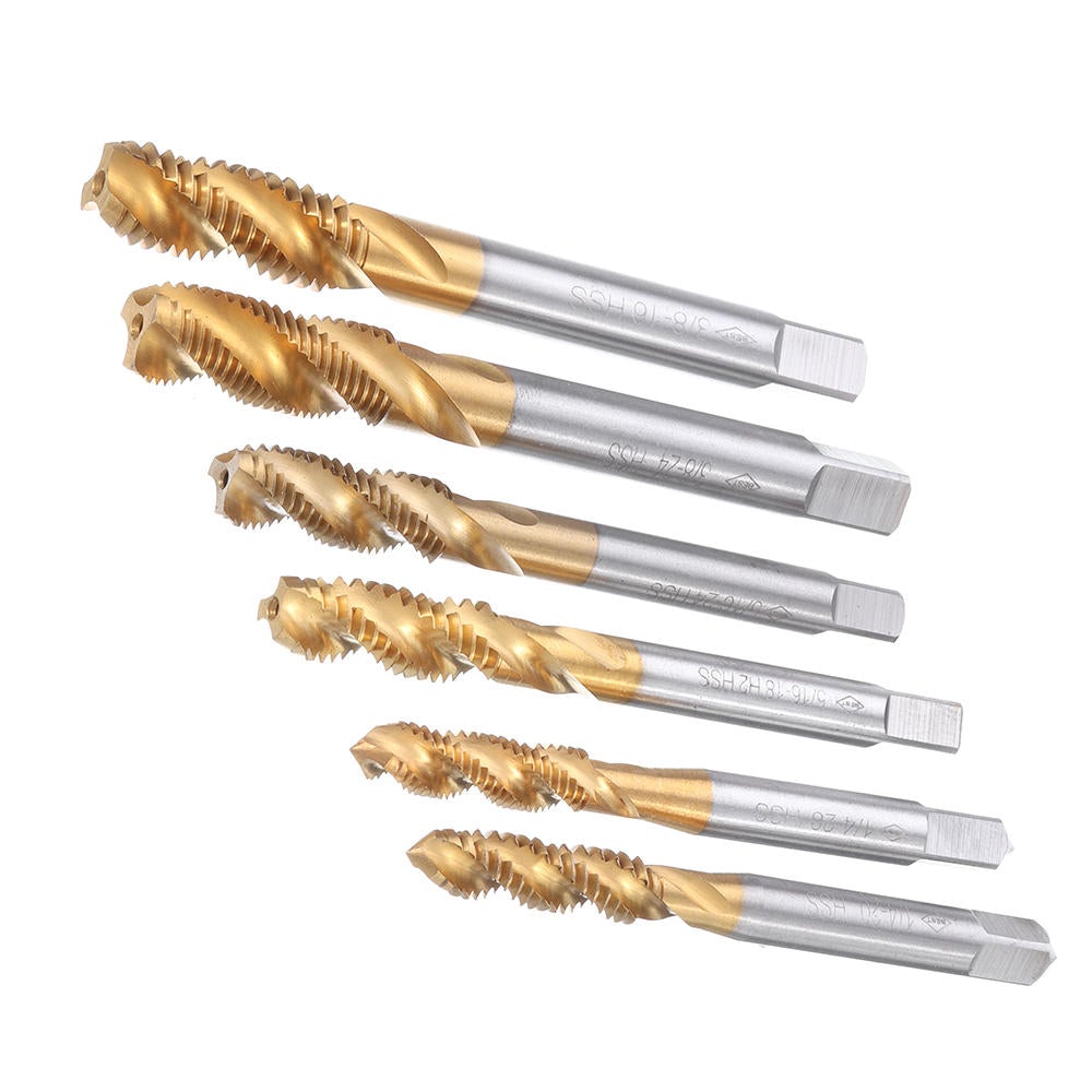 HSS Spiral Flute Hand Tap Imperial Titanium Coated Machine Screw Plug Tap Drill