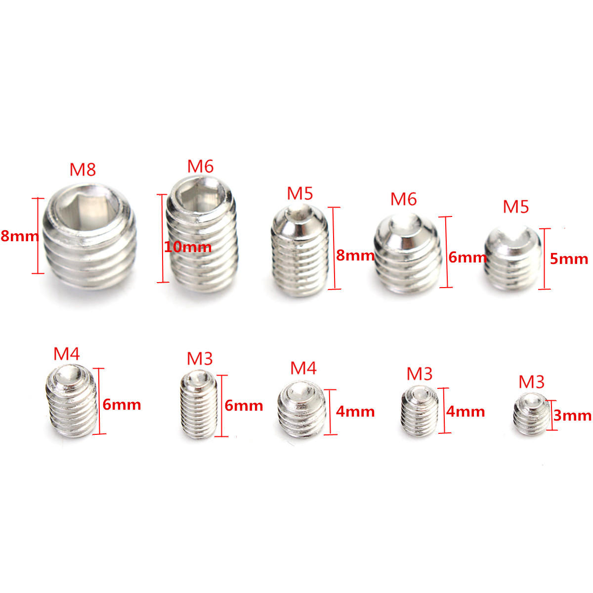 M3 M4 M5 M6 M8 304 Stainless Steel Hex Socket Screws Assortment 200pcs