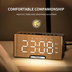 LED Alarm Clock Speaker Luminous Multi-function Retro Bluetooth 5.0 Loudspeaker for Home Decor Digital Alarm Clock