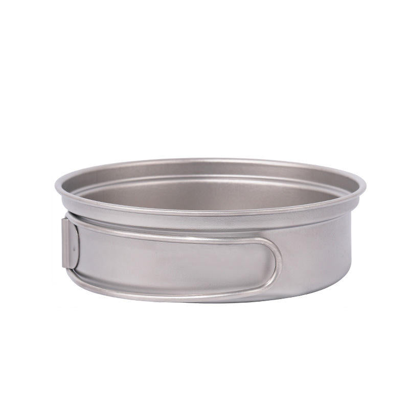 350ml 1-2 People Titanium Frying Pot Pan Outdoor Portable Cookware Camping Picnic
