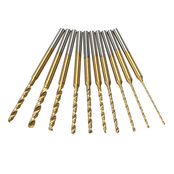 10pcs 0.6-2.2mm HSS Twist Drill Bits Set Titanium Coated High Speed Steel