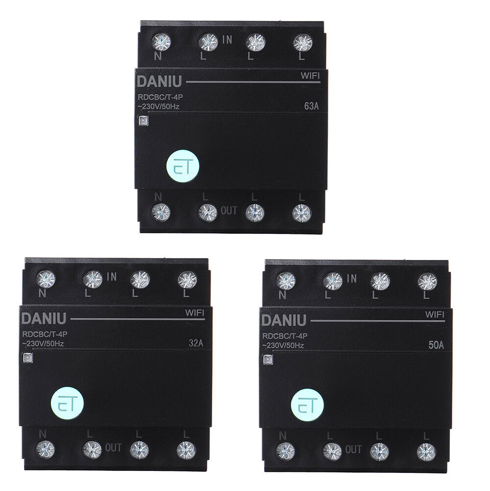 WiFi Circuit 4P Breaker Time Timer Relay Switch Smart House Voice Remote Control by TUYA APP for Amazon Alexa Google Home