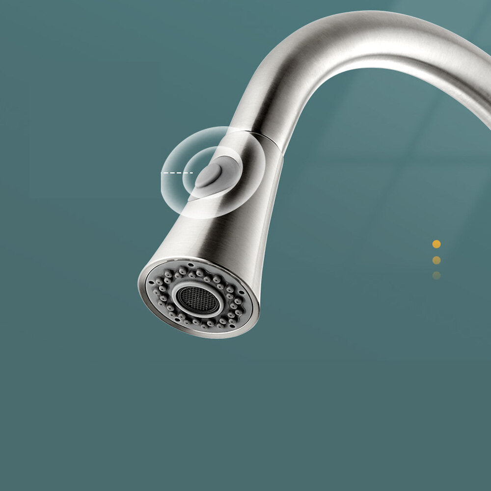 Pull Out Kitchen Faucet Hot and Cold Mixer Tap Single Handle Hole Swivel 360 Degree Silver