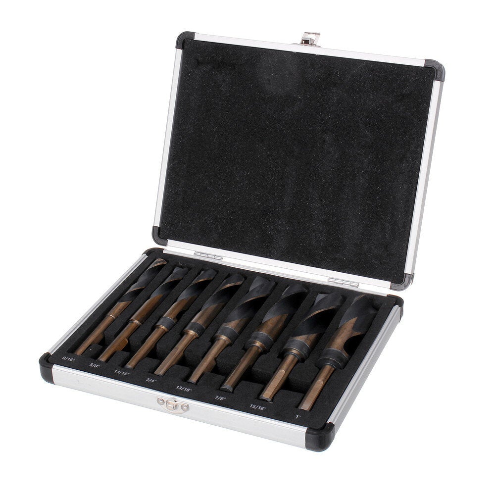 8pcs 1/2 Inch Shank HSS 4241 Twist Drill Bit Set 9/16 to 1 Inch Twist Drill for Wood Metal