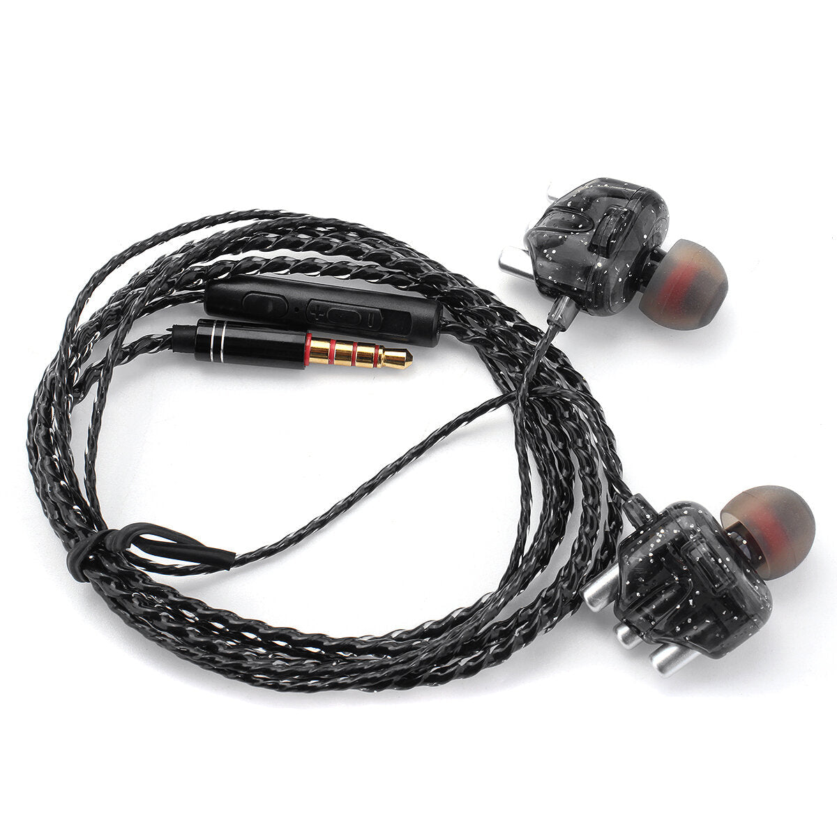 Wired Headphones Dual Dynamic 4 Speakers In-Ear Headset Noise Reduction HD Call Wired-Control Earphones with Mic