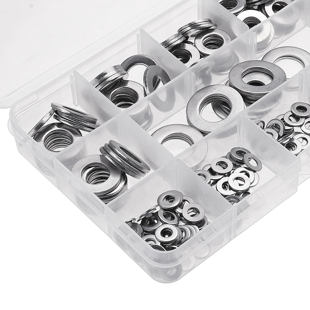 395Pcs Stainless Steel Form A Flat Washer Assortment Kit M4/M5/M6/M8/M10/M12