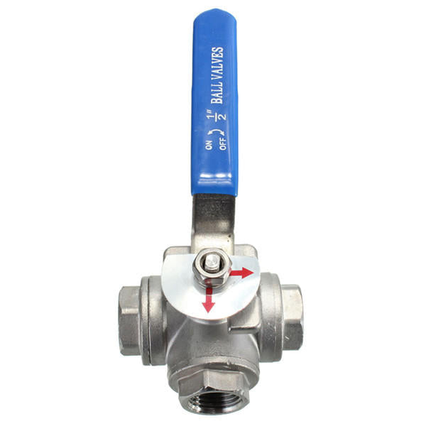 G1/2inch Female Thread 3-Way L-Port Stainless Steel Ball Valve