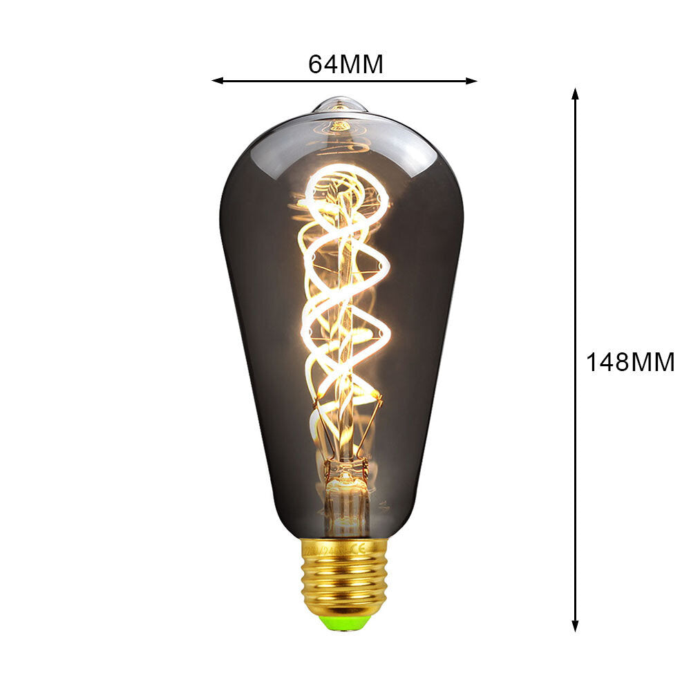 2700K 4W Dimmable LED Incandescent Light Bulb Retro Smoky Gray Glass Edison Bulb Filament Lamp