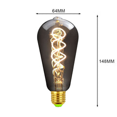 2700K 4W Dimmable LED Incandescent Light Bulb Retro Smoky Gray Glass Edison Bulb Filament Lamp
