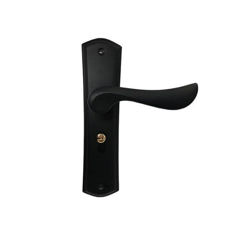 Matte Black Aluminum Door Lock Mechanical Interior Handle Cylinder Lever Latch Home Security Mute Locker With Keys