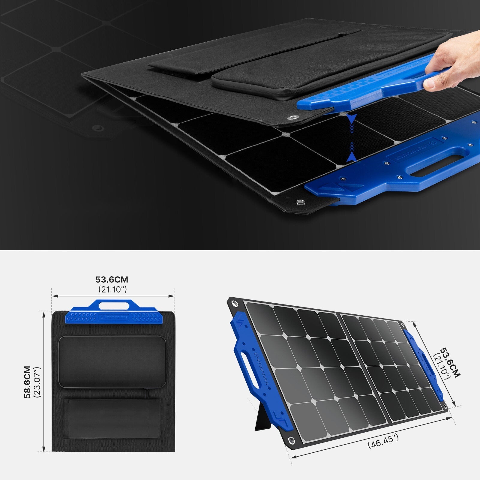 100W Portable Solar Panel Monocrystalline Solar Cells Foldable Suitcase Solar Charger Compatible With Generators Power Station For RV Outdoor Camping
