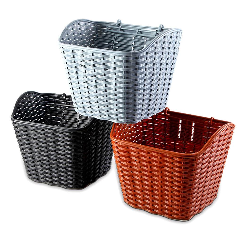 Portable Wicker Bicycle Bike Basket Plastic Shopping Basket Folk Craftsmanship Bicycle Storage Basket Gifts Camping Bicycle Basket