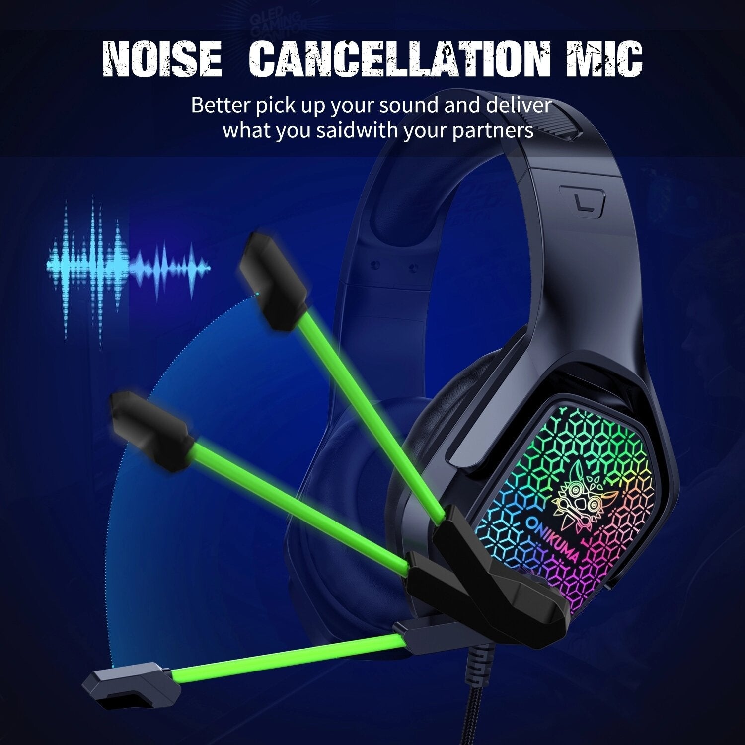 Gaming Headset Over-ear 3.5mm LED Light Stereo Bass Game Headphones with Mic for PC Laptop Gamer